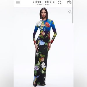 Alice + Olivia Delora Open Back Maxi Dress